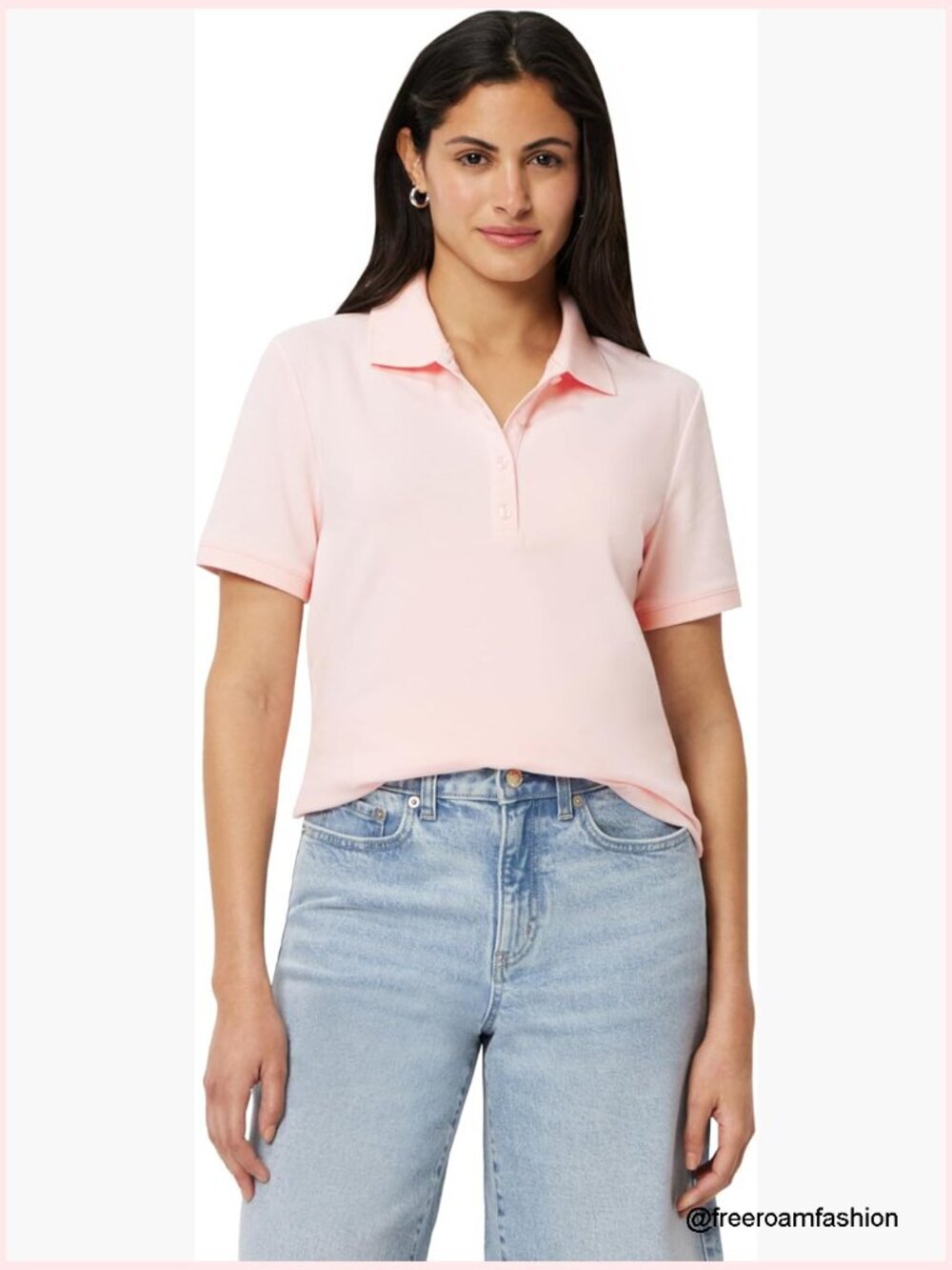 Women's Short-Sleeve Polo Shirt - Soft Stretch Cotton Jersey
